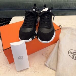 Hermes BW Bouncing Sneaker in calfskin and suede goatskin.